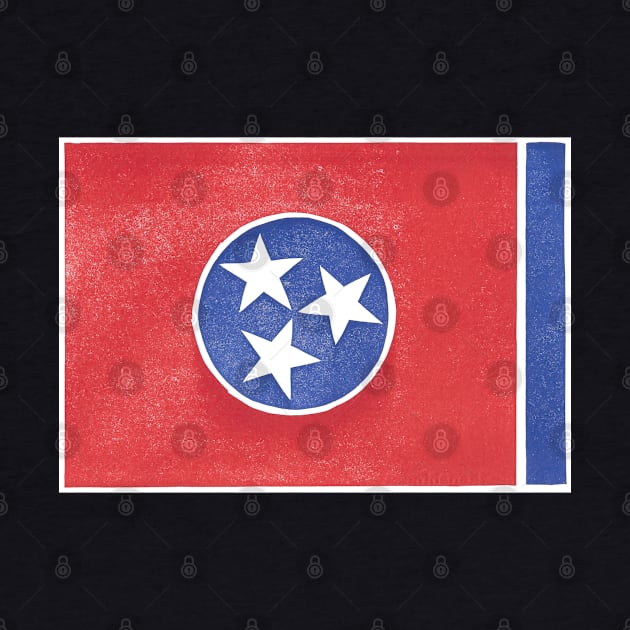 Tennessee State Flag Linocut by CrowingHensBindery